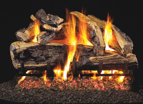 gas log sets vented burners oak