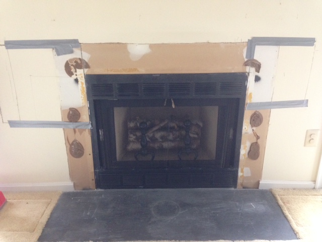 Old pre-fabricated fireplace