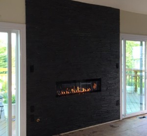 Vent Free linear fireplace with new surround