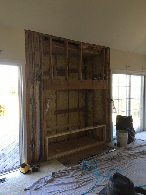 Framing for a new linear vent-free fireplace