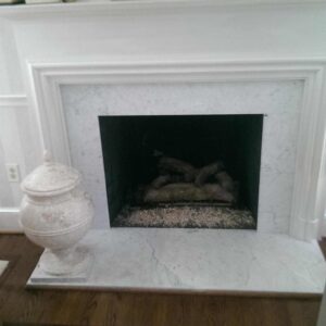 Faux fireplace with glowing embers in Washington, DC