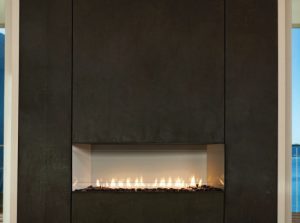 Boulevard gas fireplace with modern aesthetics by Bromwells The Fireplace People in Washington, DC. 